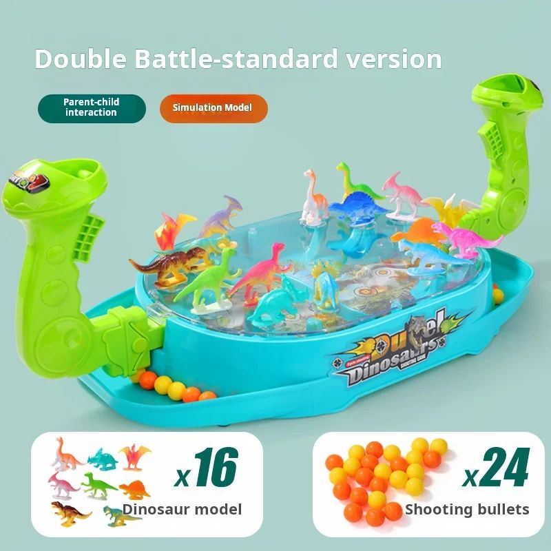 Dino Duel Catapult Board Game (Two-Player Interactive Pinball Catapult Toy)