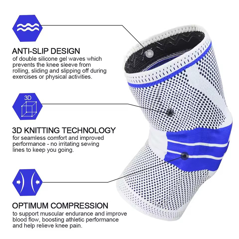 Silicone Patella Knee Compression Sleeve Arthritis Support Brace for Sports Joint Protection