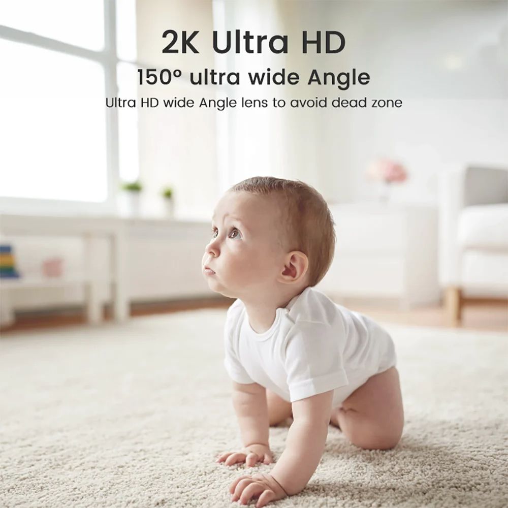 4MP 2K WiFi Indoor Baby Monitor with Cry Detection, Full-Color Night Vision, 360° Pan/Tilt, and Motion Alerts