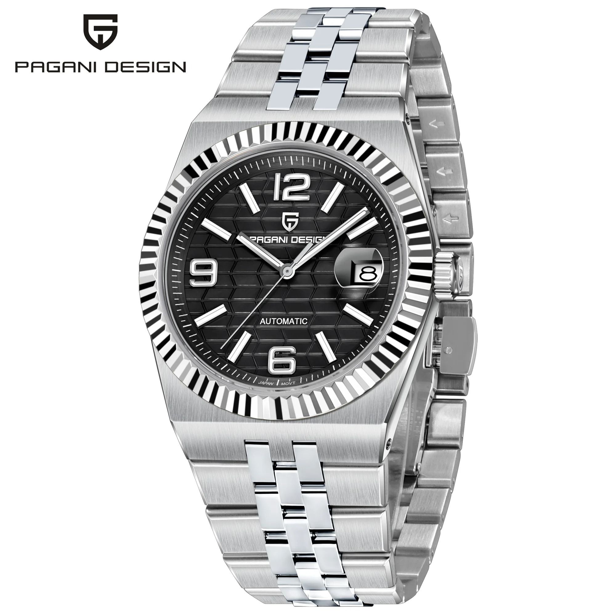 3D Rhombus Dial Automatic Watch – High-Precision Mechanical Stainless Steel Timepiece