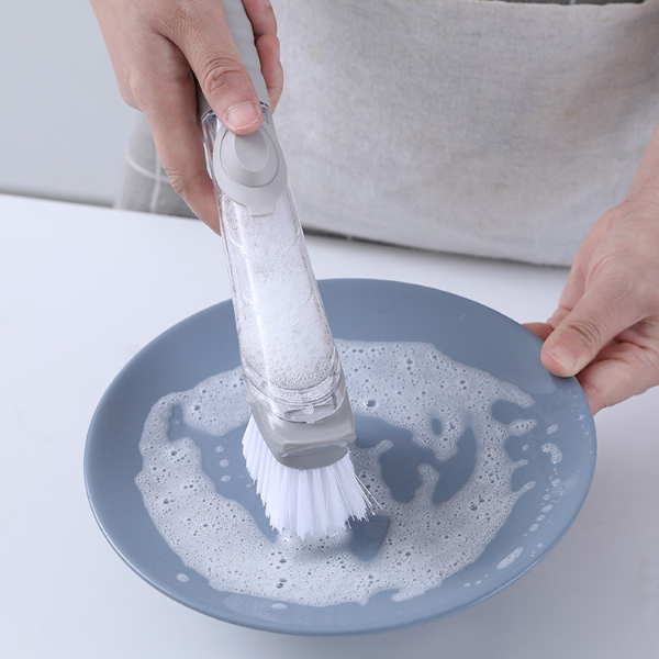 Efficient Kitchen Scrub Brush Set With Soap Dispenser