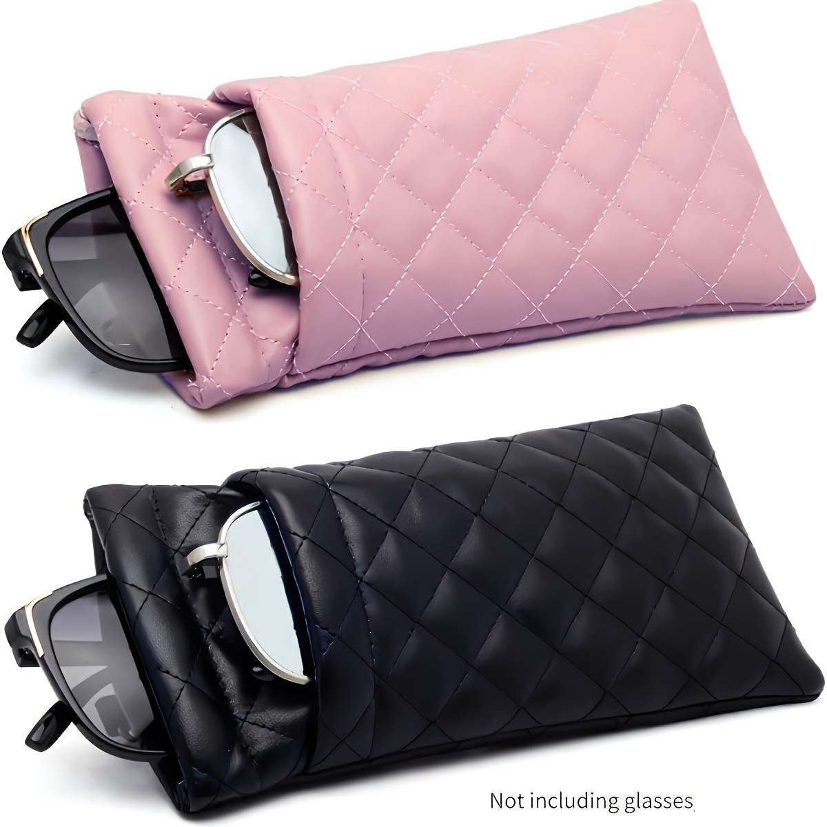 Portable PU Leather Sunglasses Case, Soft Eyeglasses Pouch, Easy-to-Use Squeeze Case for Protection