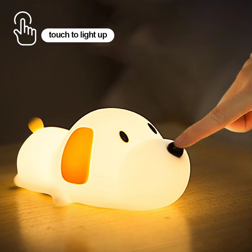 USB Rechargeable Silicone Puppy Night Light Touch Sensor Color Changing Bedside Lamp