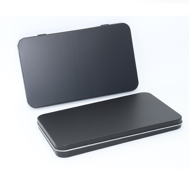 Rectangular Metal Cosmetic Storage Box with Hinged Lid Desk Brush & Accessory Organizer