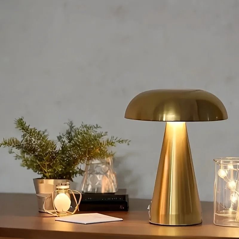 Retro Mushroom LED Table Lamp with Touch Sensor and Rechargeable Design
