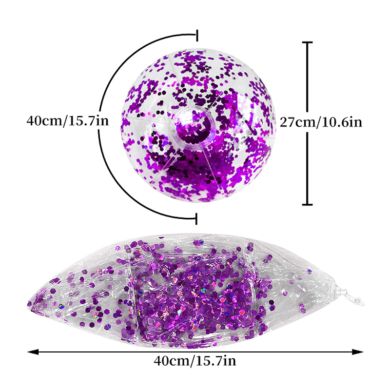 Glitter Sequins Inflatable Beach Ball Clear Pool Toy for Summer Parties