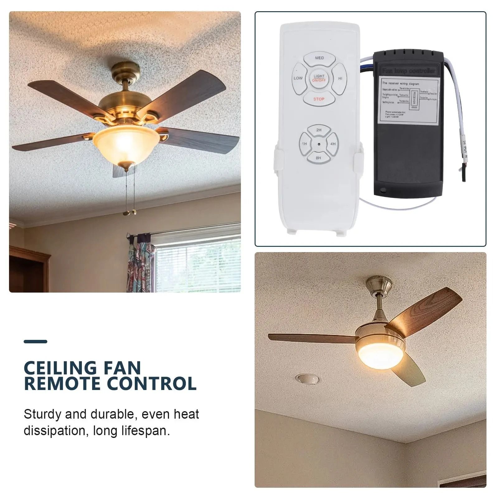 Universal Ceiling Fan Lamp Remote Control Kit with Timing and Wind Speed Adjustment