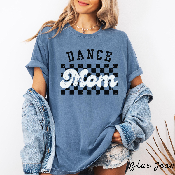 Dance Mom Checkered Shirt Retro Graphic Tee Trendy Recital Mom T-Shirt Casual Womens Top