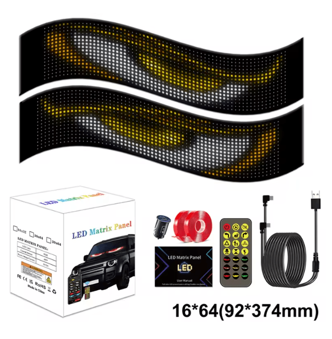 LED Matrix Car Windshield Display with App Control Flexible LED Car Display Panel