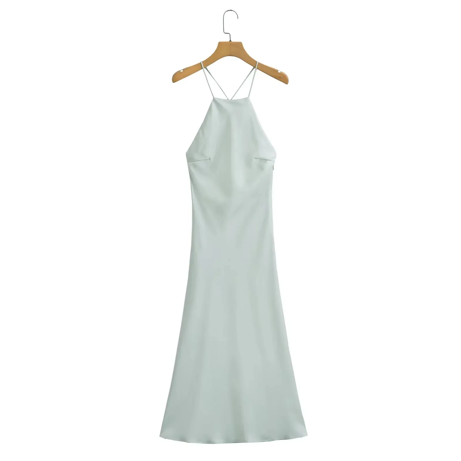 Western Style Sleeveless Dress, Summer New Womens Tanksilk Satin Feeling Fashion