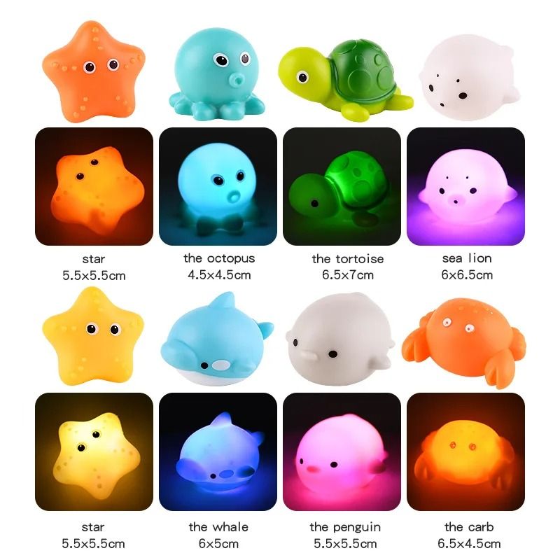Baby Bath Toy LED Light Up Floating Animal Water Toy