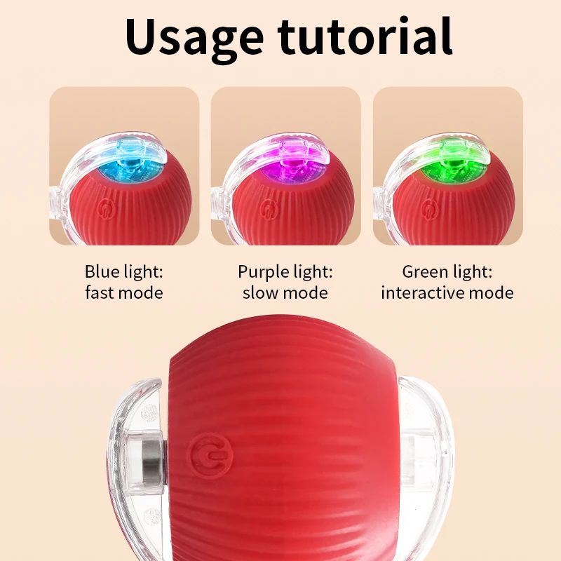 Smart Interactive Cat Toy Ball – Automatic Rolling Silicone Ball with Long Tail Teaser, USB Rechargeable