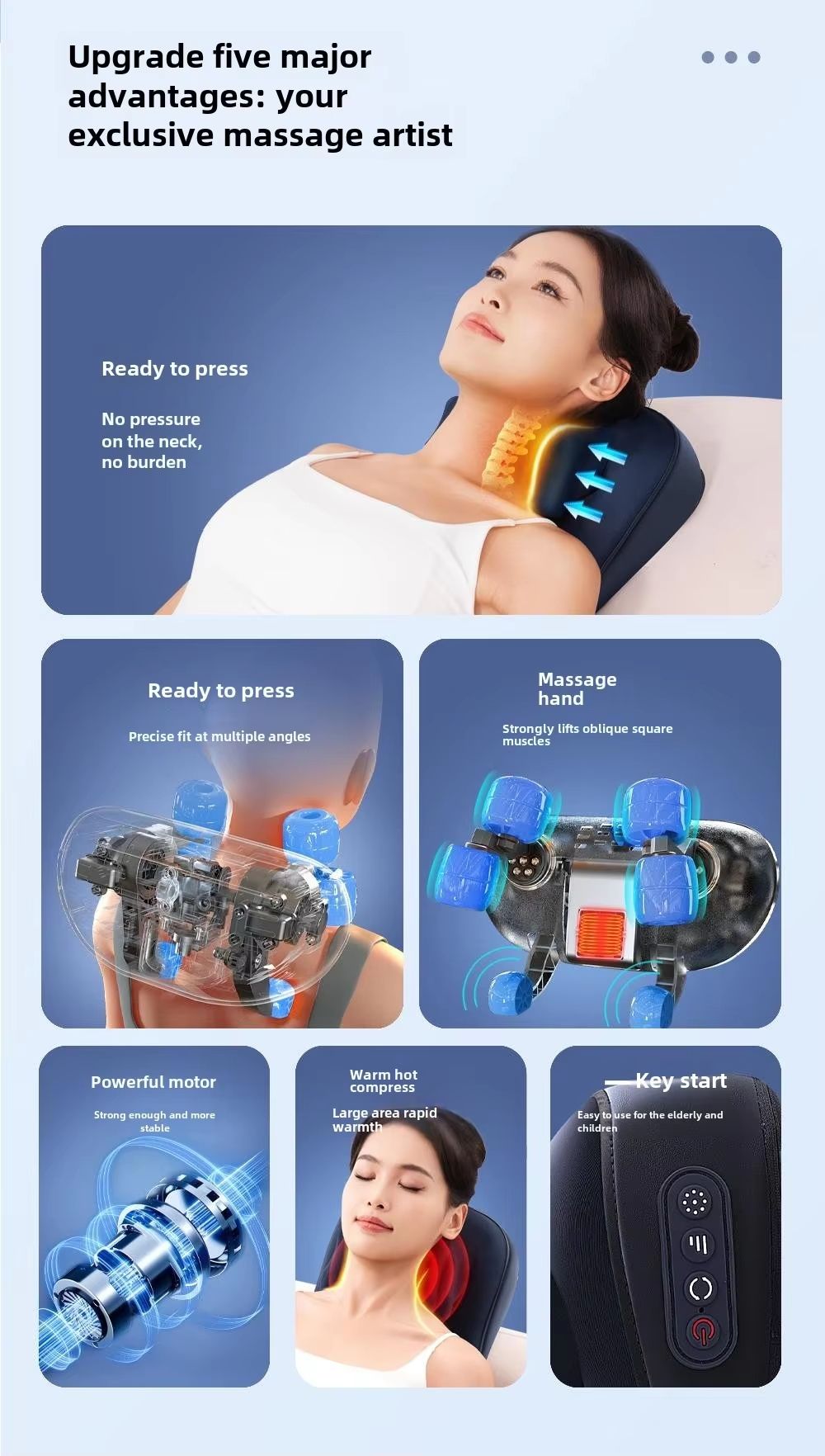 Wireless Electric Trapezius Massage Pillow – Shiatsu Neck, Shoulder, and Waist Massager with Heat