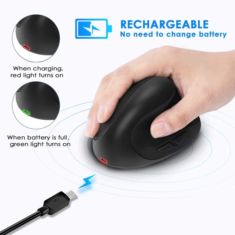 Wireless Battery Vertical Mouse Ergonomic Mice USB Right Hand Gaming Laptop Computer