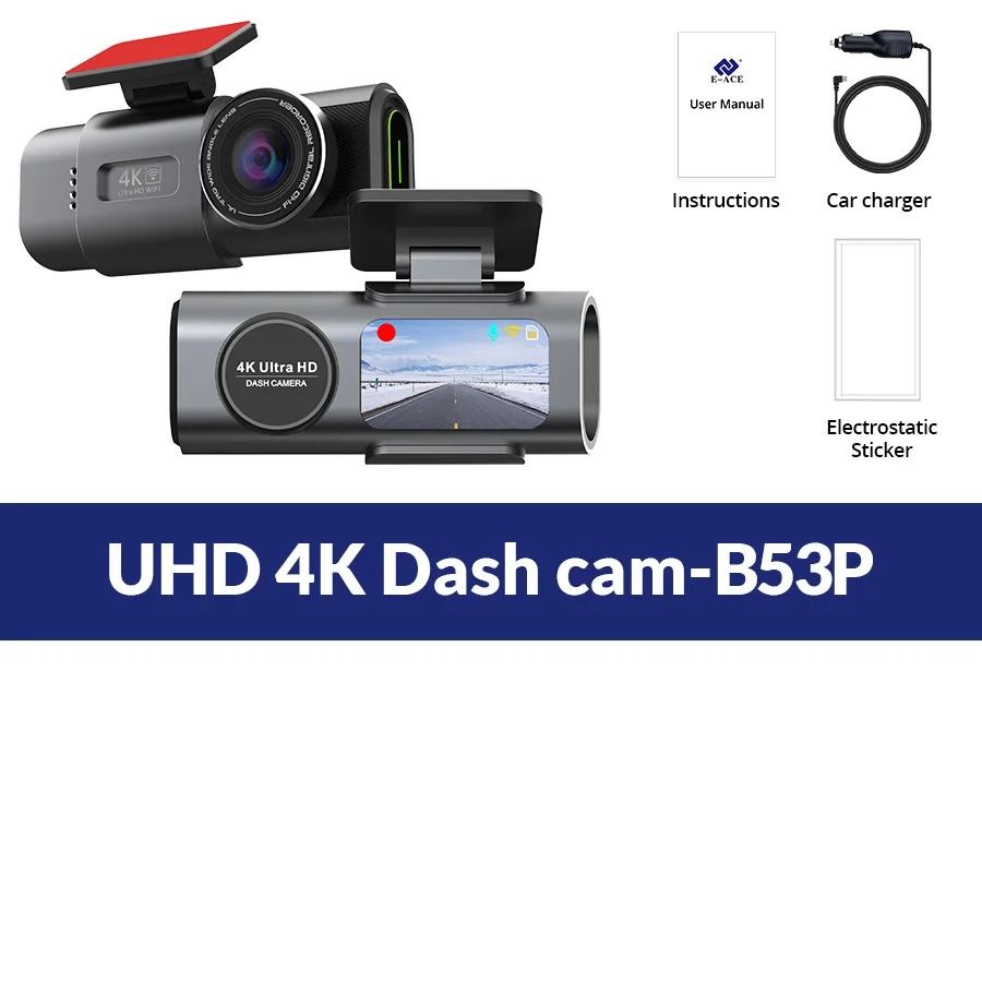 4K Mini Dashcam with GPS, WiFi, and Dual Lens System