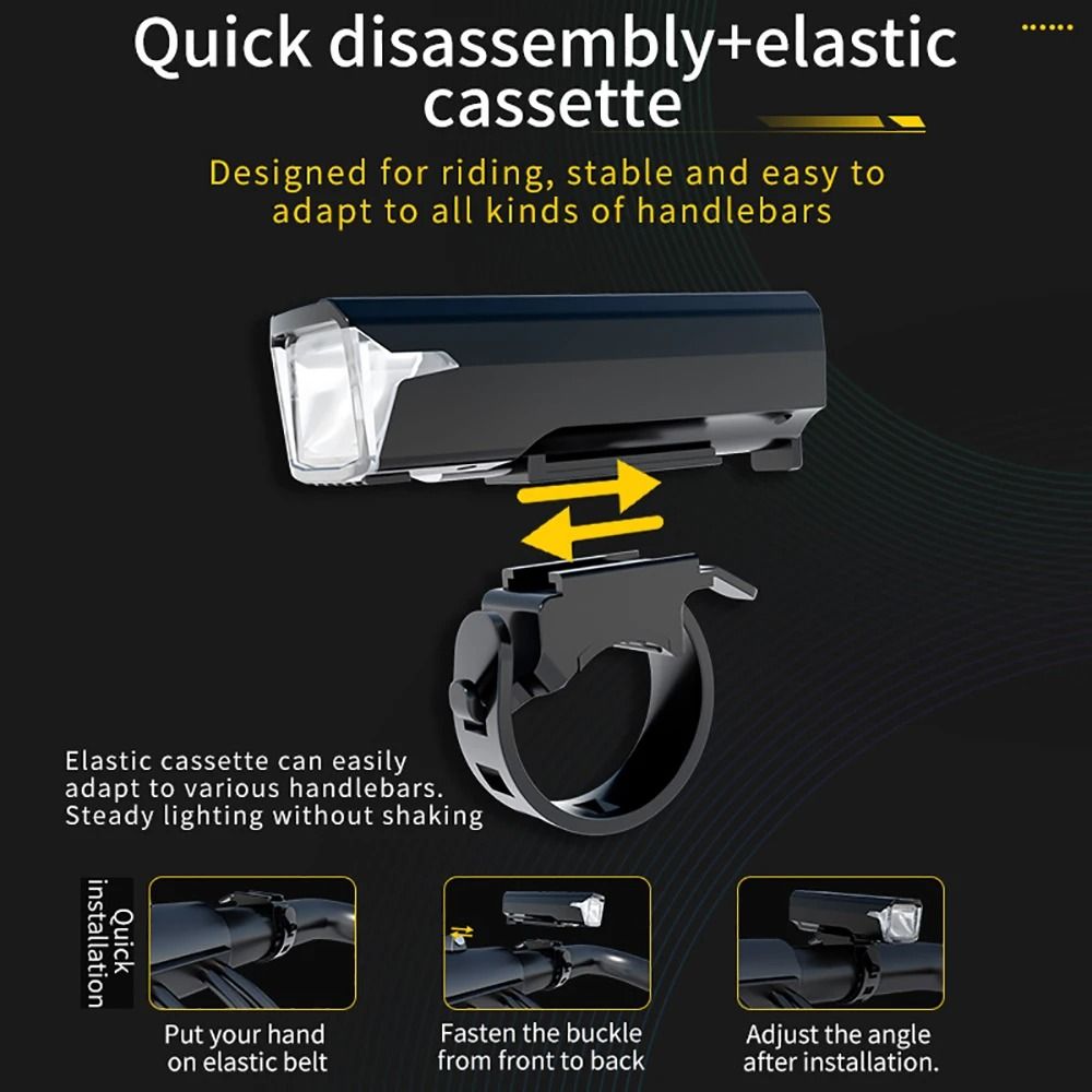 USB Rechargeable Bicycle Headlight 300 Lumen With Battery Level Display And Power Bank