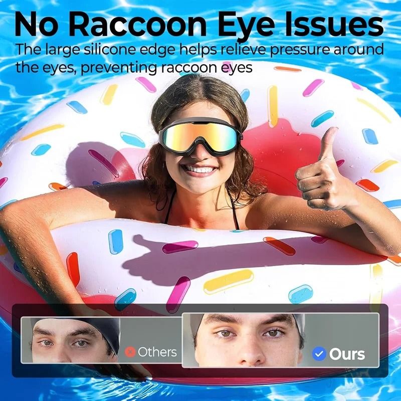 Large Frame Adult Swim Goggles with Anti-Fog Coated Lens and UV Protection