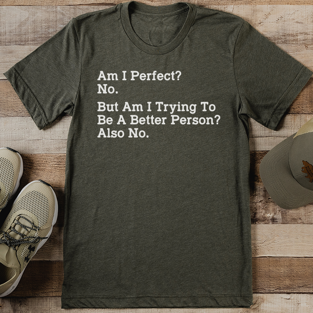 Am I Perfect No But Am I Trying To Be A Better Person Also No Tee