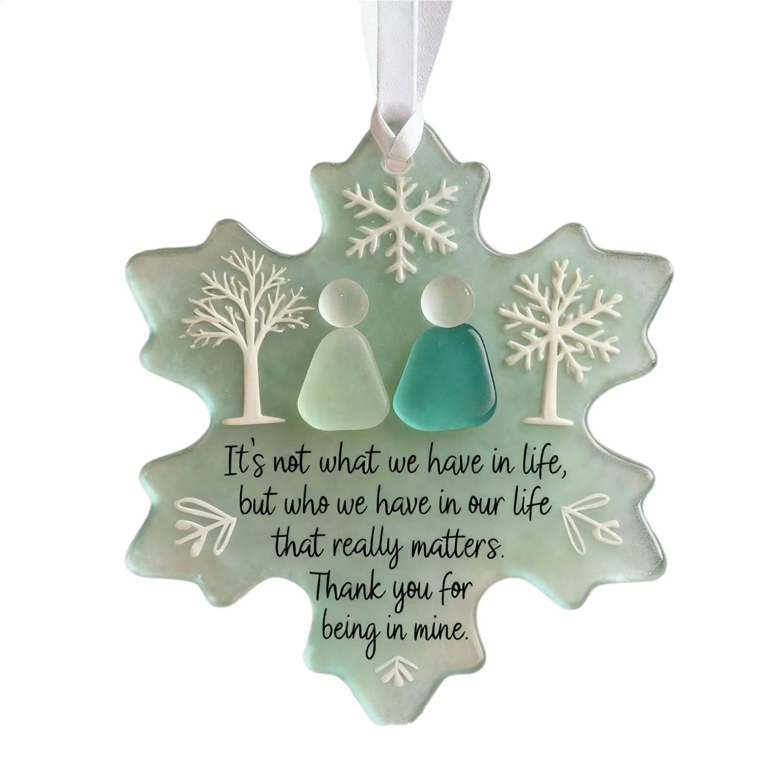 TINSOL Snowflake Friendship Acrylic Pendant Clear Holiday Ornament