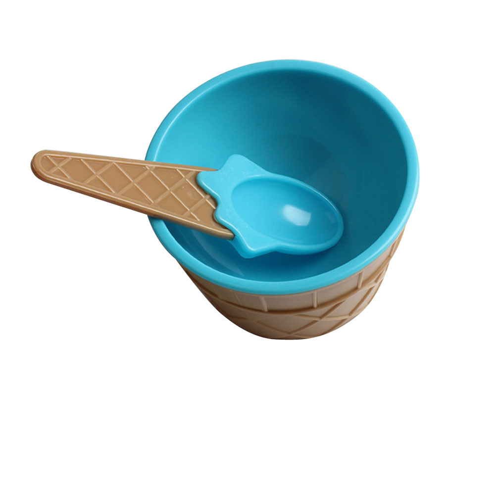 Cone Style Kids Ice Cream Bowl Set with Spoon Reusable Sundae Dessert Cups
