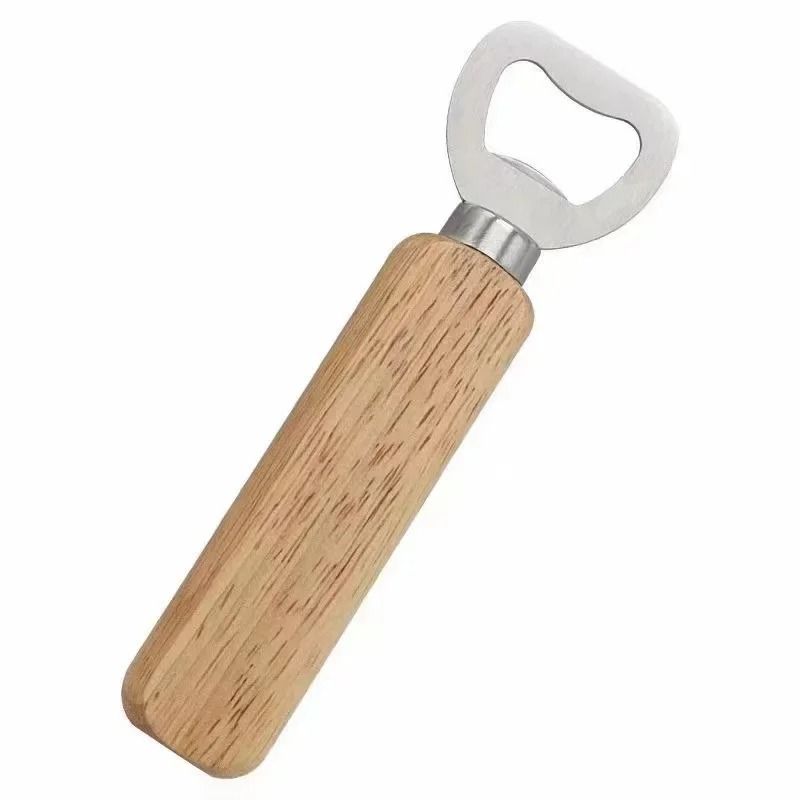 Premium Stainless Steel Bottle Opener – Ergonomic Wooden Handle Cap Opener
