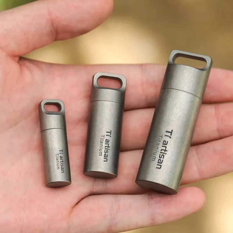 Titanium Mini Waterproof Pill Box Portable Sealed EDC Container