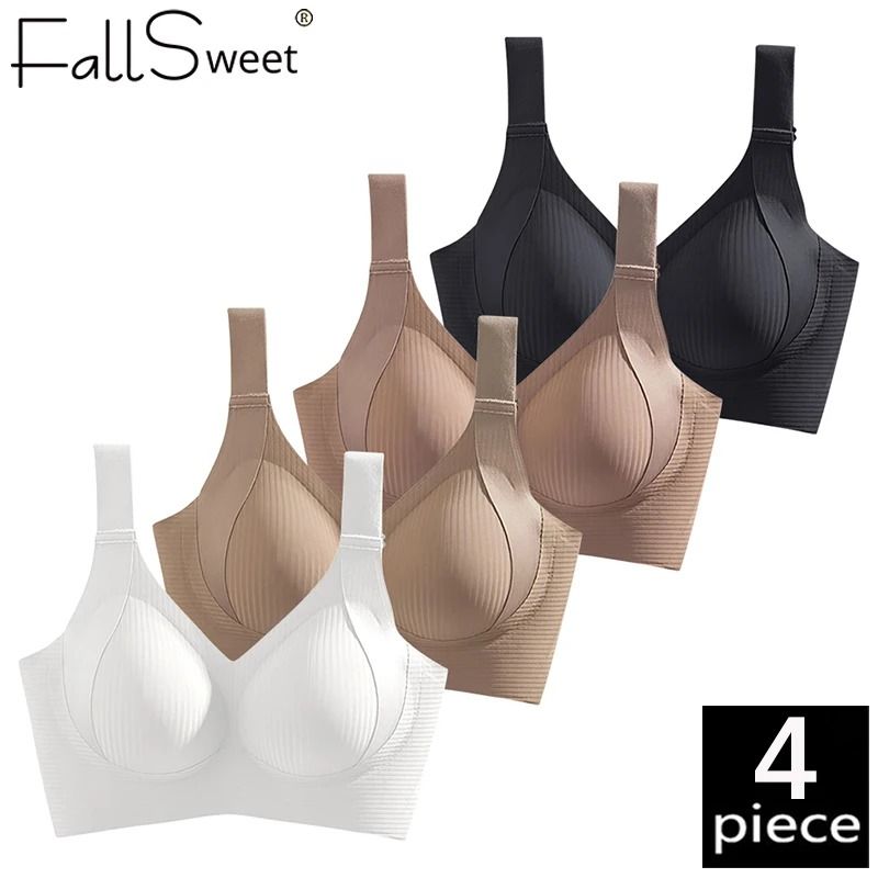 4-Piece Seamless Wireless Push Up Bra Set For Women With Full Comfort Support