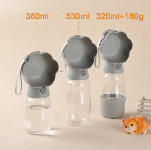 2-in-1 Portable Dog Water Bottle with Food Container & Drinking Bowl