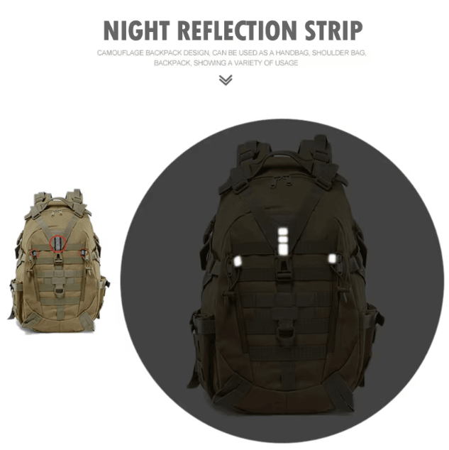 30-40L Tactical MOLLE Camping Backpack – Reflective Outdoor Hiking Rucksack for Travel, Climbing & Fishing