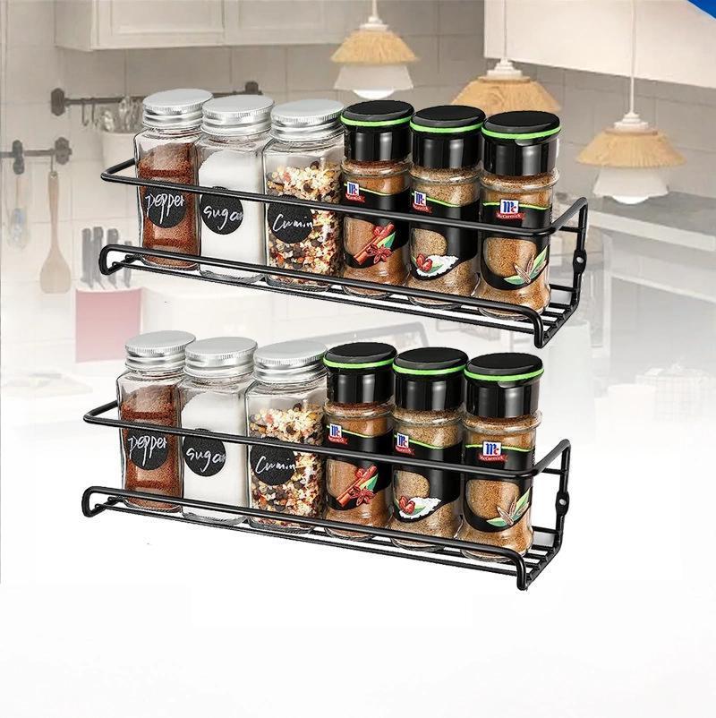 Wall Mounted Spice Rack Organizer Multi Layer Kitchen Storage Shelf