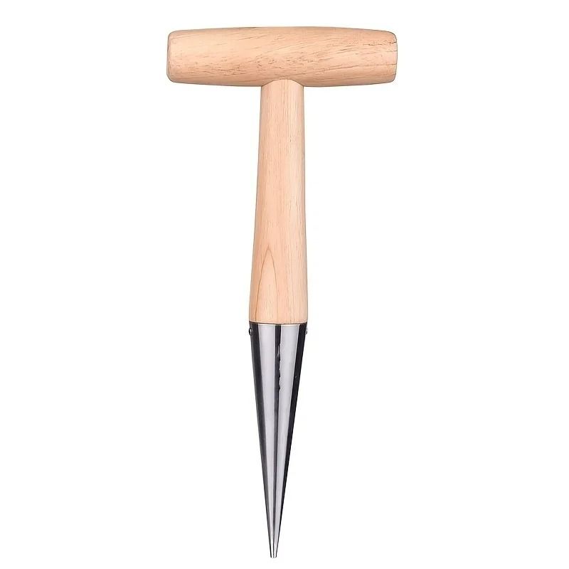 Heavy-Duty Stainless Steel T-Handle Garden Dibber and Seed Hole Puncher