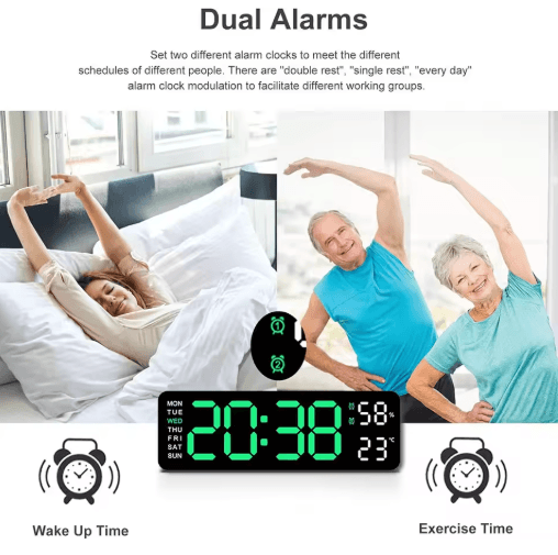 Smart LED Digital Wall Clock Silent Modern Display with Temperature & Calendar