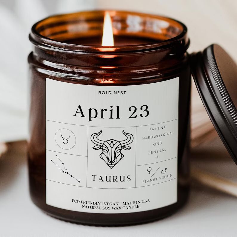 Personalized Birthdate Zodiac Candle Custom Astrology Birthday Gift for Her