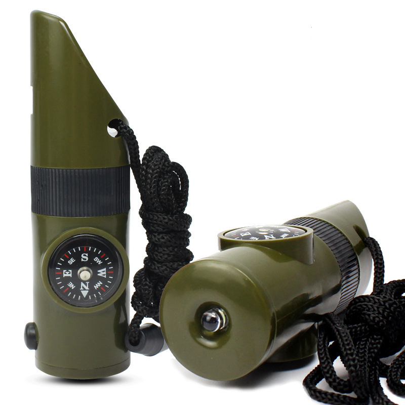 Tactical Survival Whistle with Compass, Thermometer, Magnifier, Mirror & Torch for Outdoor Adventures