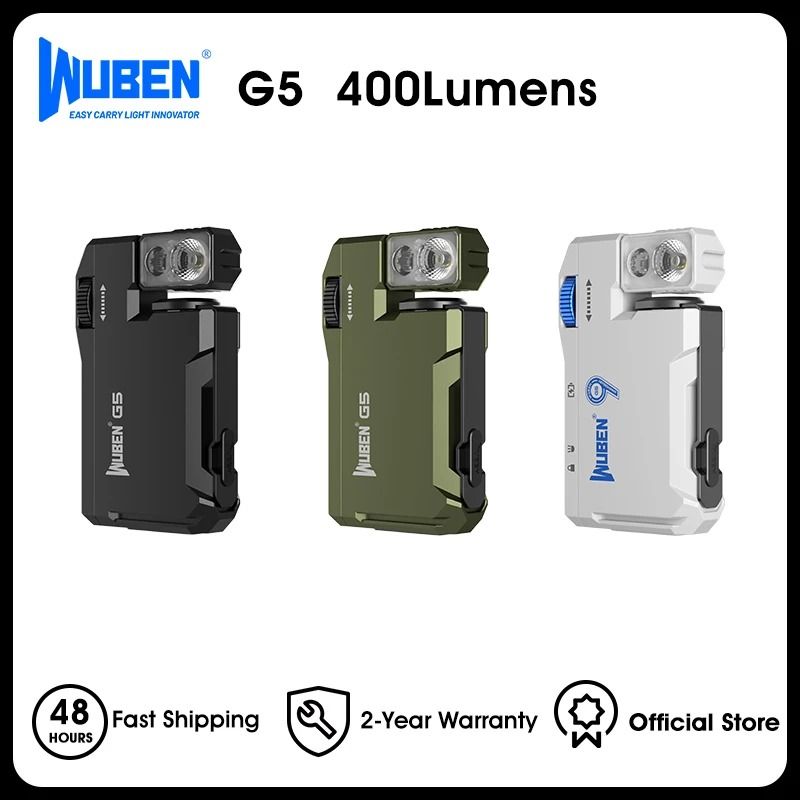 WUBEN G5 Rechargeable EDC Flashlight 400 Lumens Mini Pocket Light with RGB