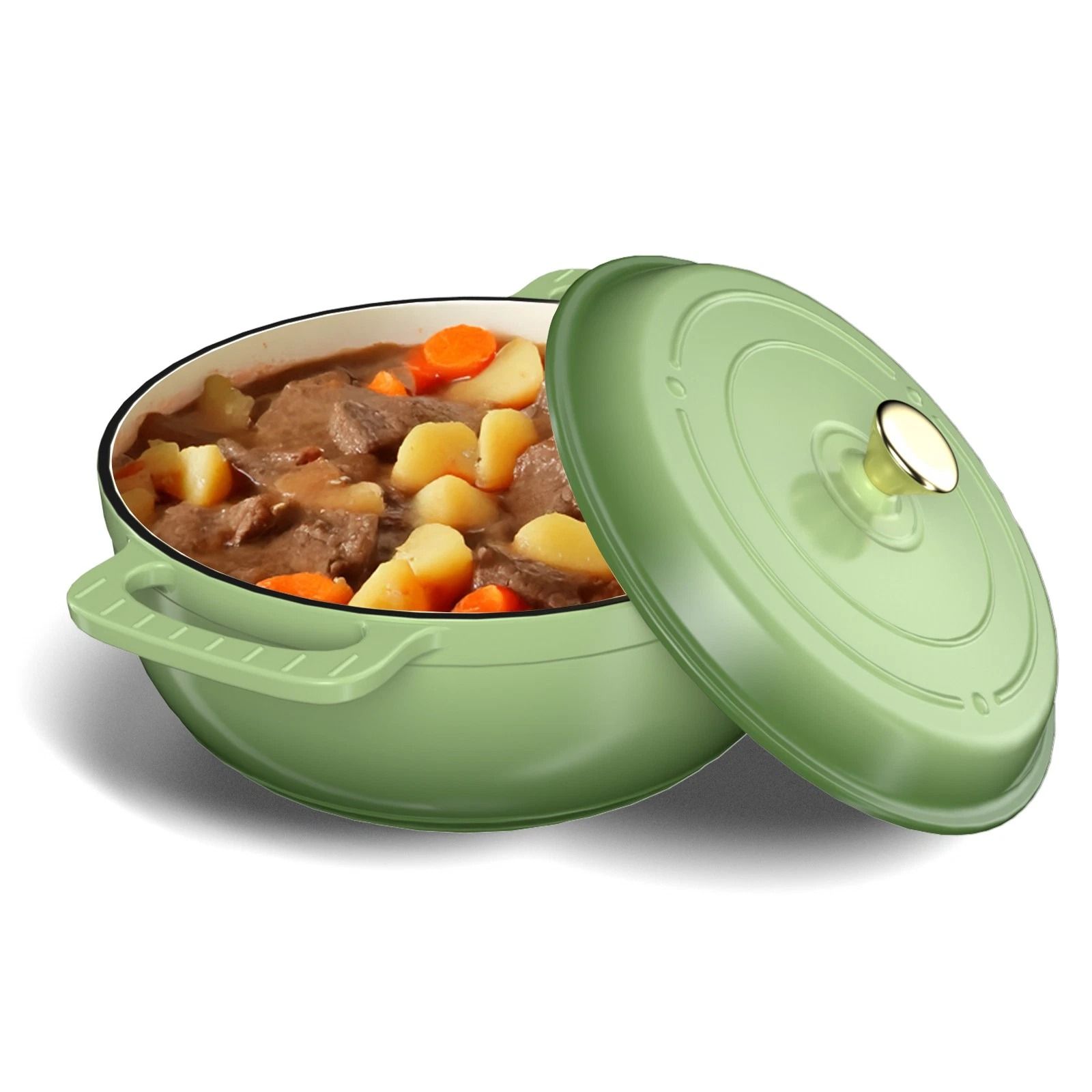 Enameled Cast Iron Dutch Oven, 6QT Multi-Purpose, Grill & Induction Compatible