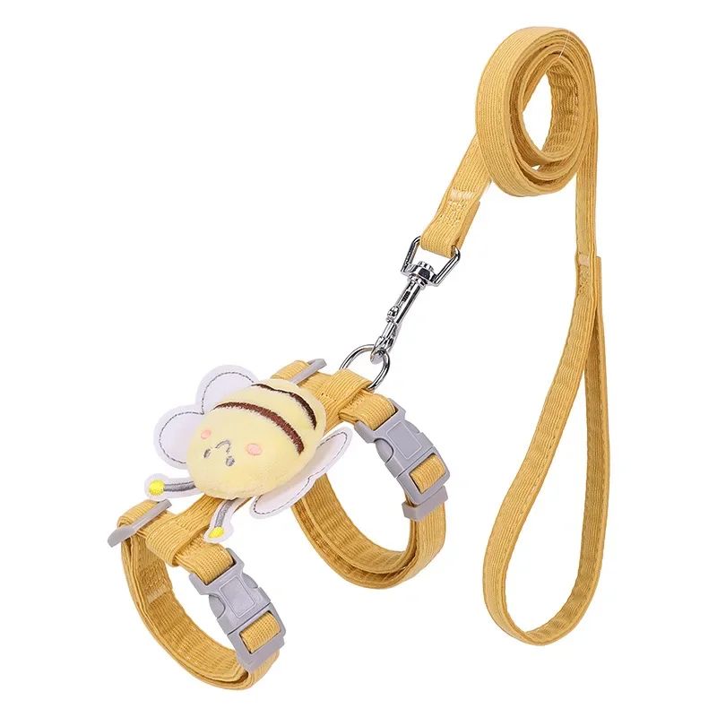 Cartoon Bee Cat Harness Leash Set