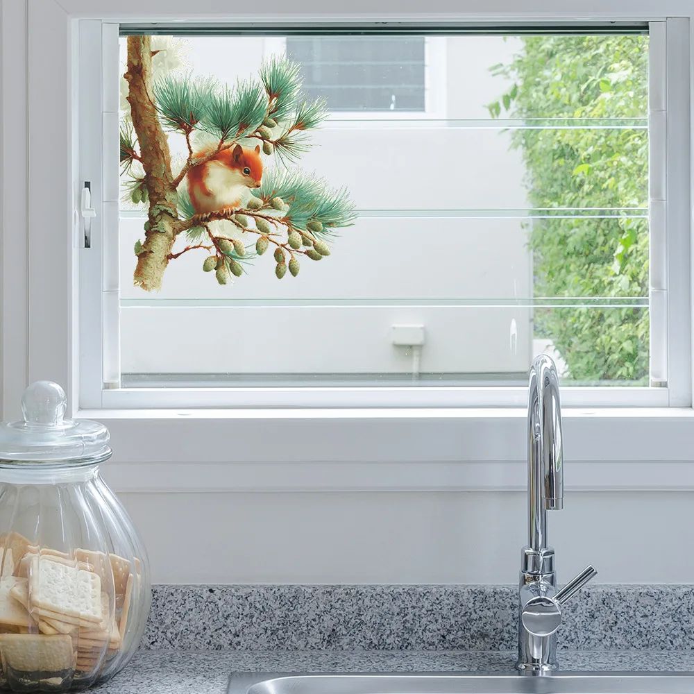Woodland Squirrel Wall Decal Removable Window Sticker Peel and Stick Wall Art