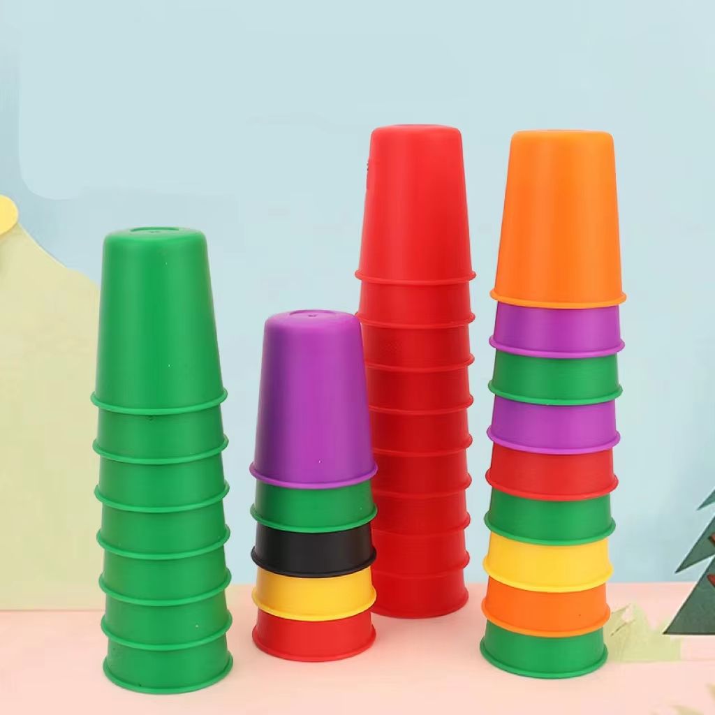 Montessori Mini Stack Cup Color Matching Game with Cards