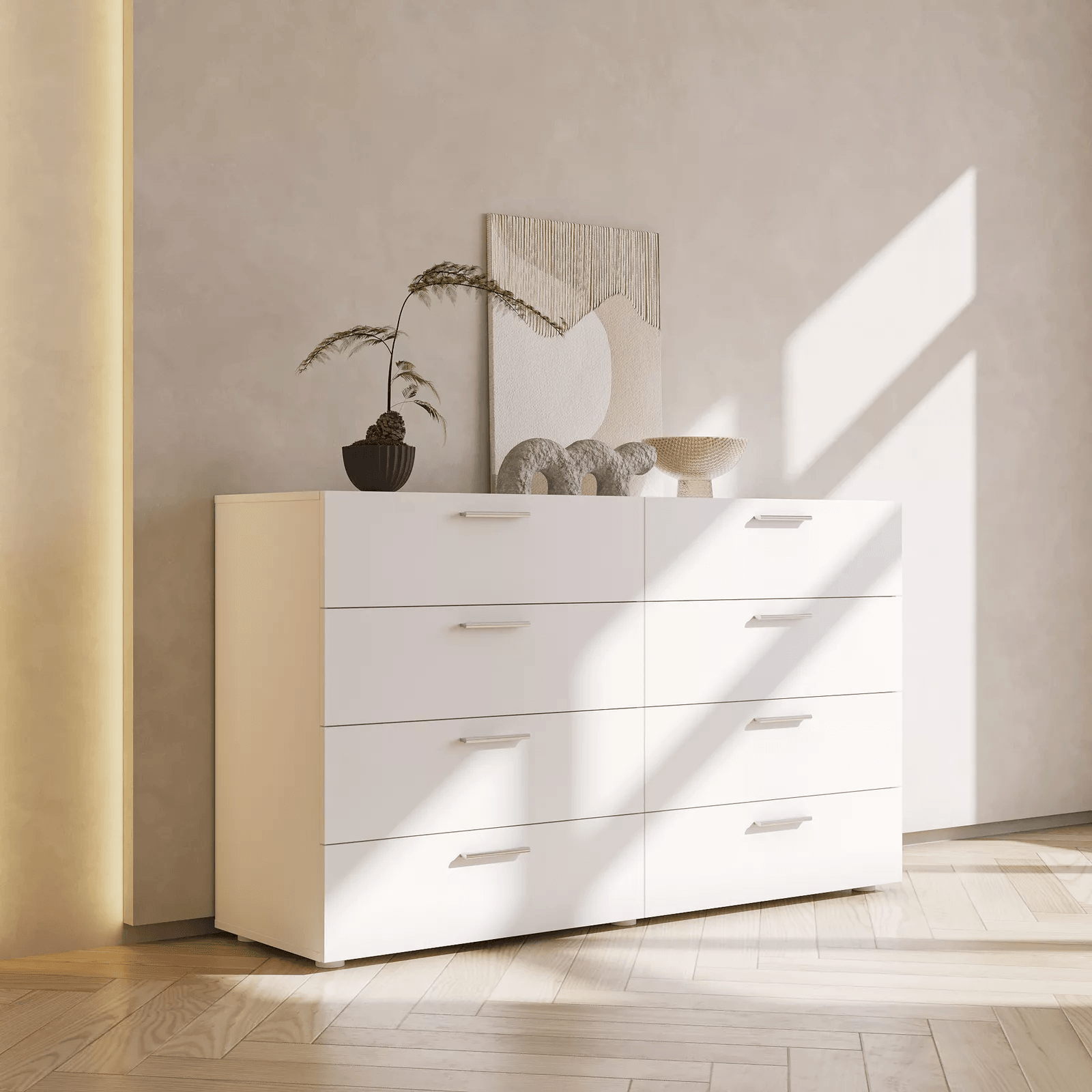8 Drawer Dresser for Bedroom, Wooden Storage Cabinet Chest Organizer