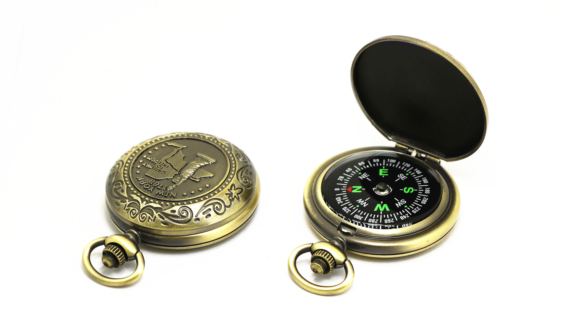 Vintage Pocket Watch Compass Antique Flip Compass for Hiking Travel Gift