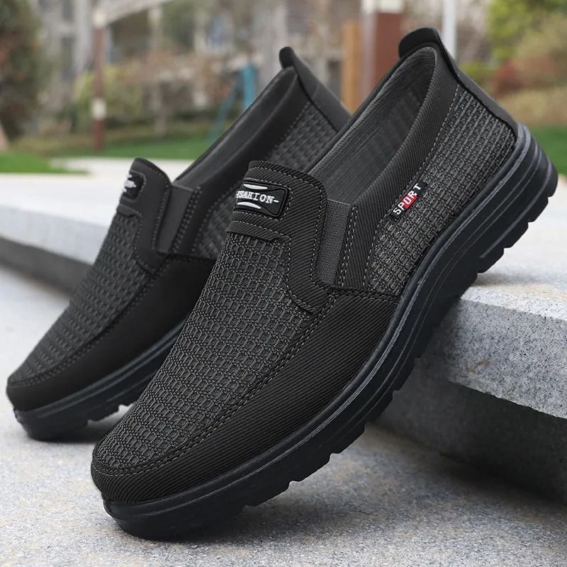 Mens Woven Knitted Running Shoes Lightweight Breathable Non Slip Sports Shoes