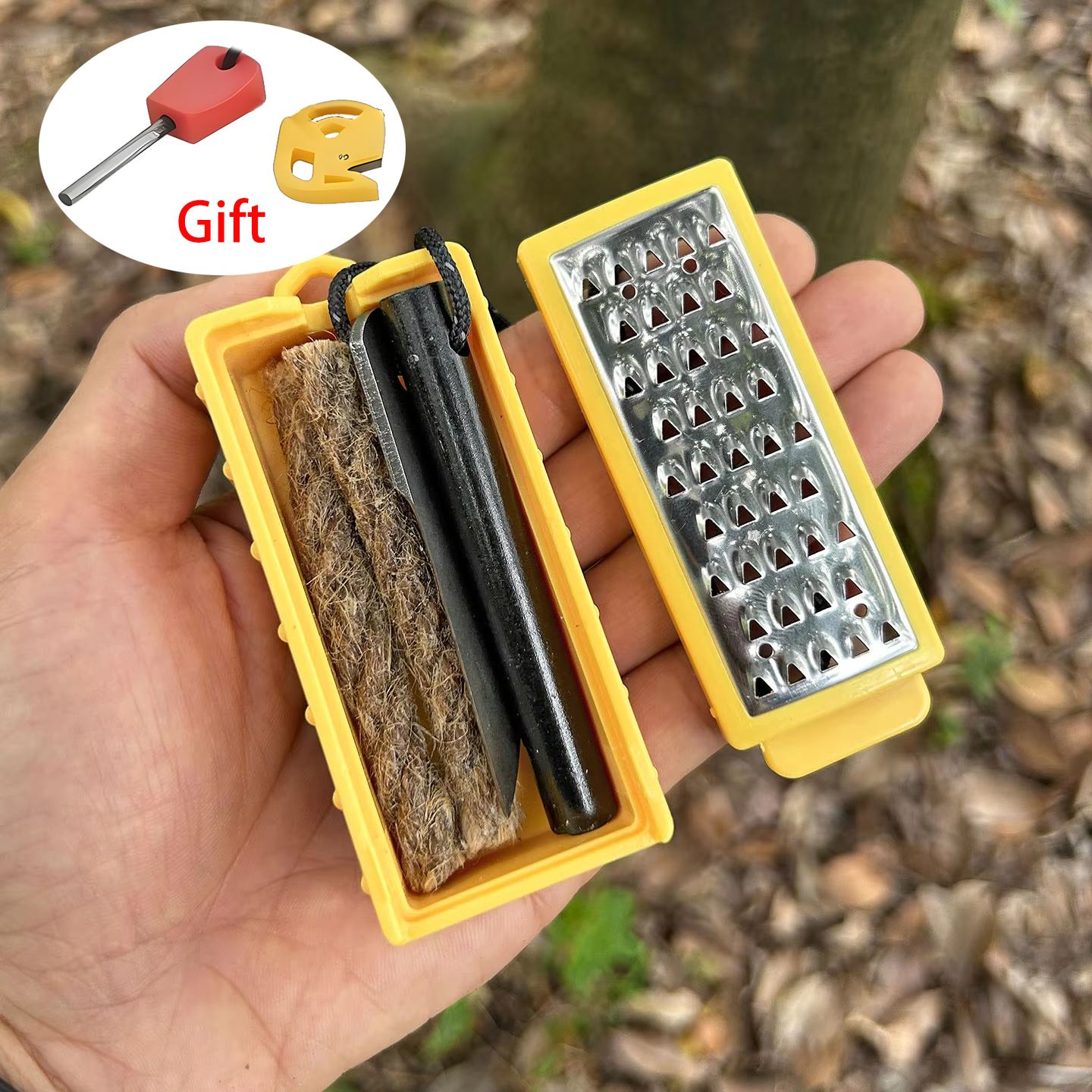 Outdoor Fire Starter Kit with Flint Steel Survival Tool Compact Emergency Camping Fire Kit