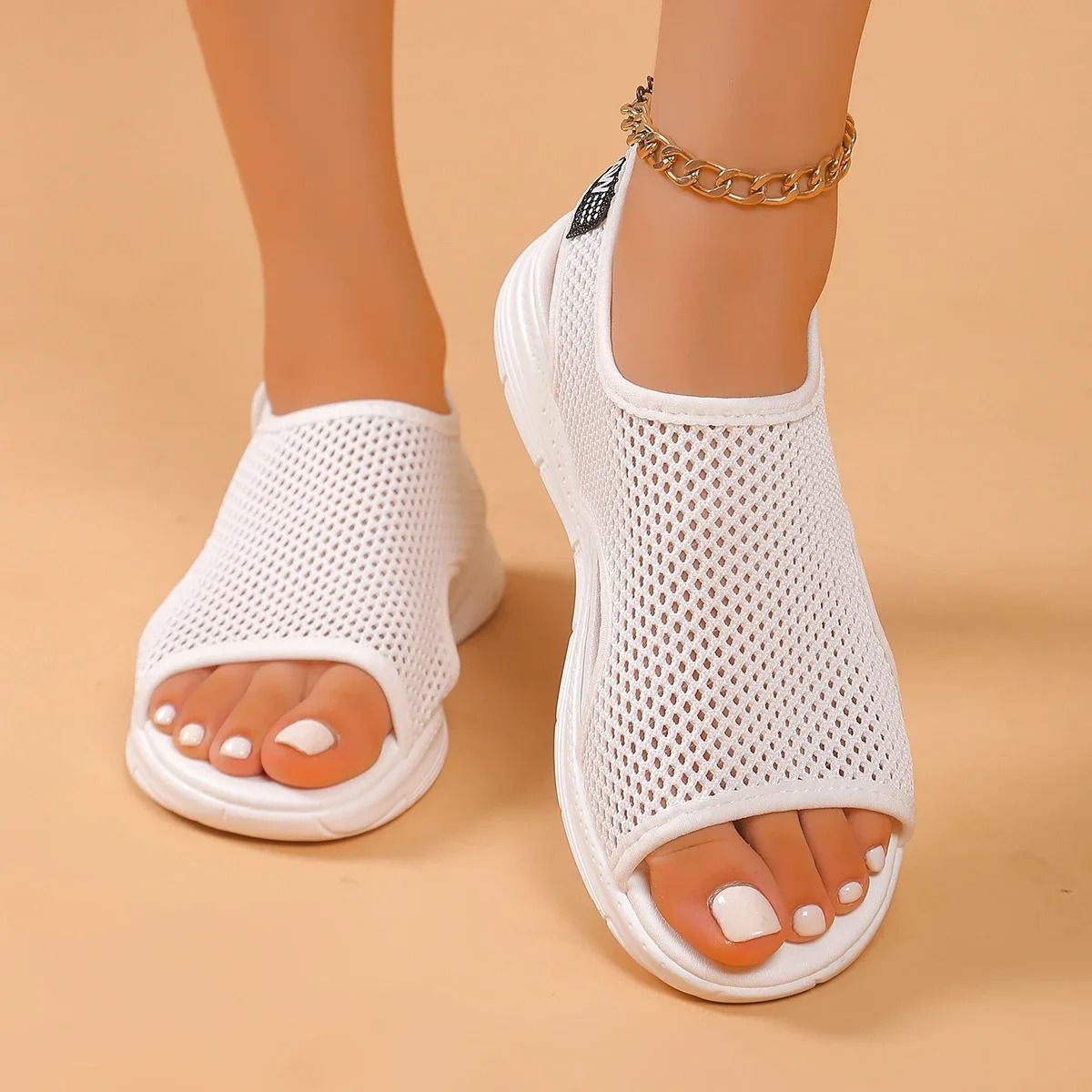 Womens Knitted Mesh Slip On Summer Sandals