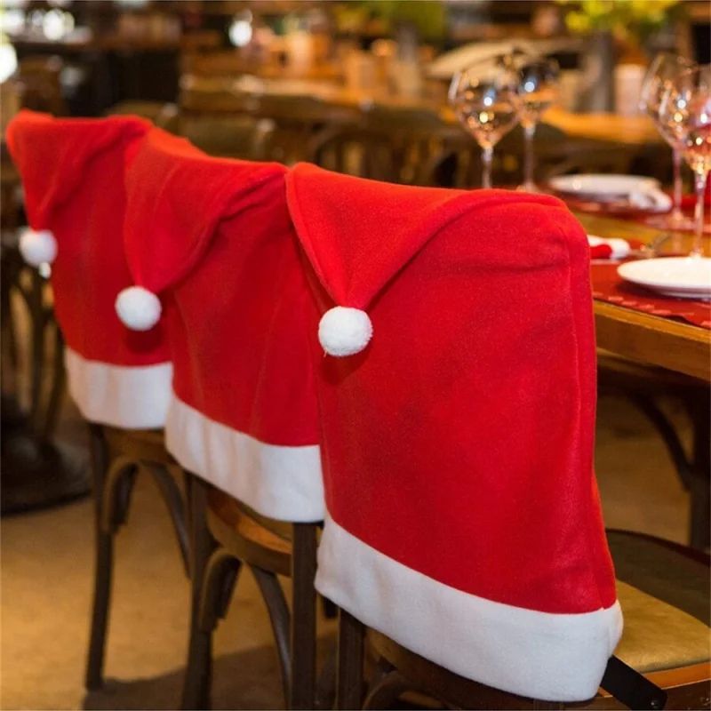 4pcs Christmas Chair Covers Festive Holiday Dining Chair Decor Set