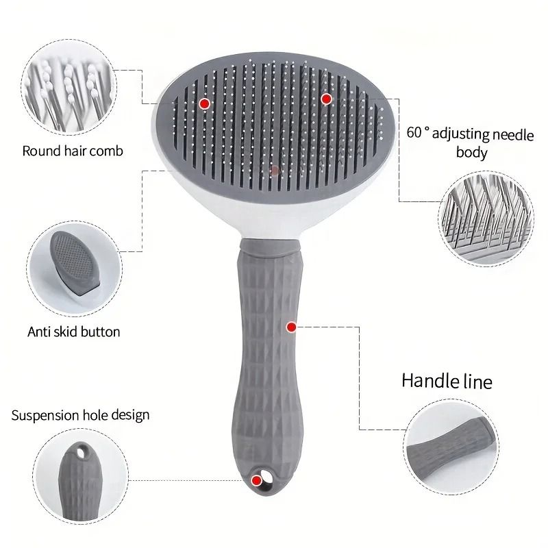 One Click Pet Hair Removal Comb for Easy Dog and Cat Grooming