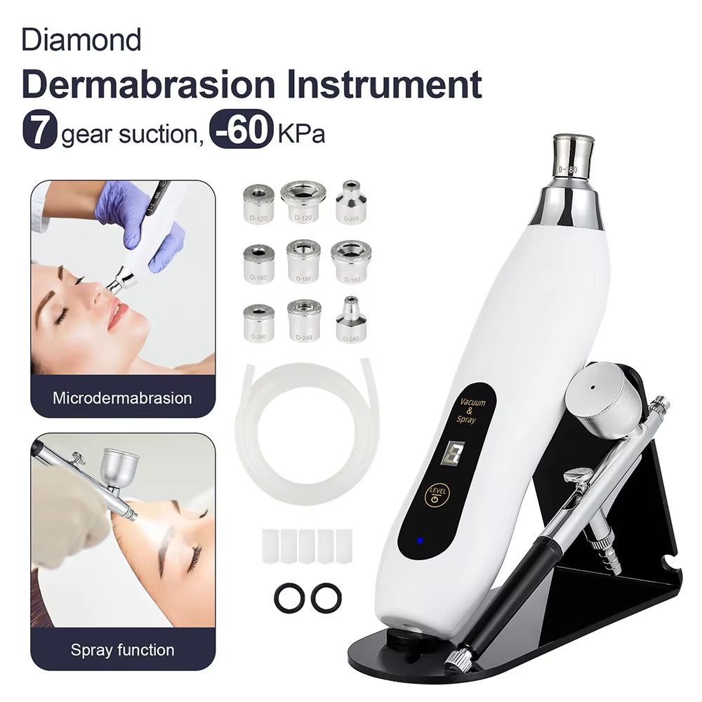 2-in-1 Diamond Microdermabrasion Machine with Hydrating Sprayer – Deep Facial Cleaning & Blackhead Remover