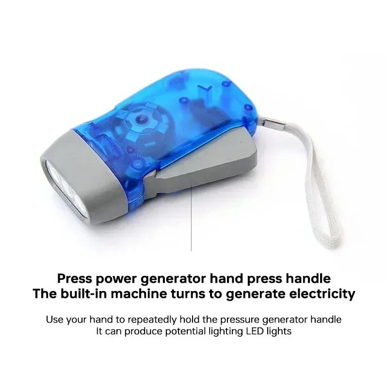 Hand Pressing Dynamo Crank Flashlight Mini Self Generating LED Lamp