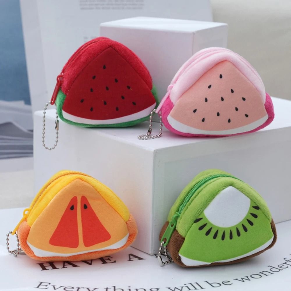 Cartoon Fruit Plush Coin Purse Keychain Bag