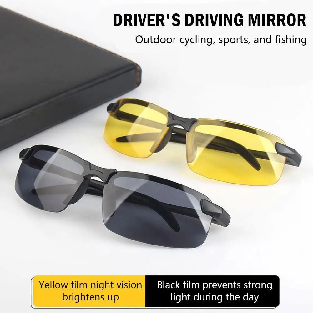Ultra-Light Night Driving Glasses with Night Vision Glasses Yellow Lens, Metal Frame Anti-Glare Comfort Fit